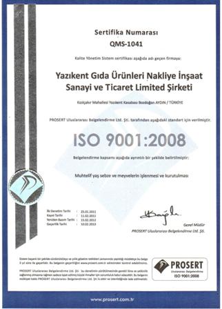 GÄ±da Ãœretimi ISO 9001 Belgesi